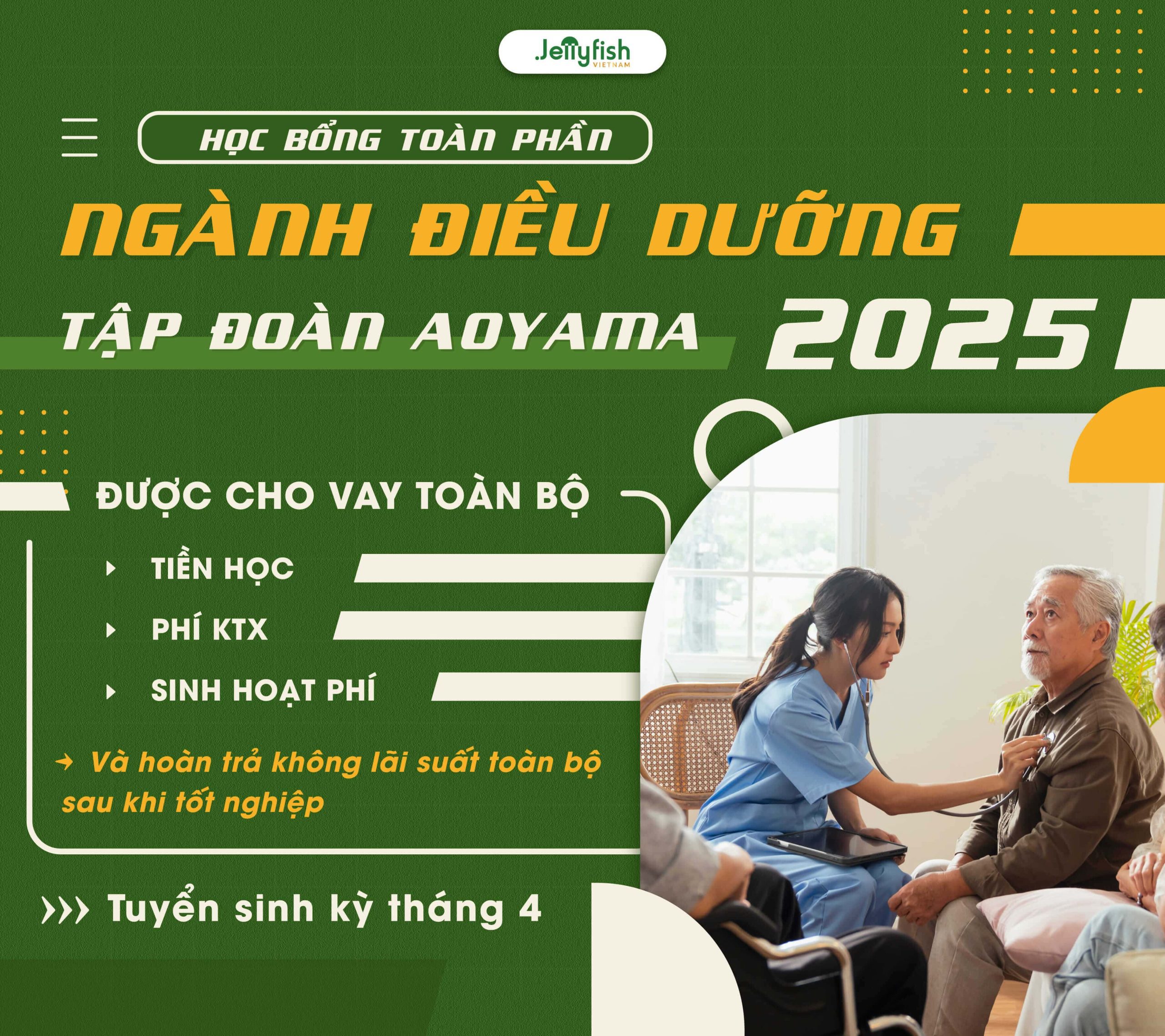 Học bổng toàn phần ngành điều dưỡng tập đoàn Aoyama 2025