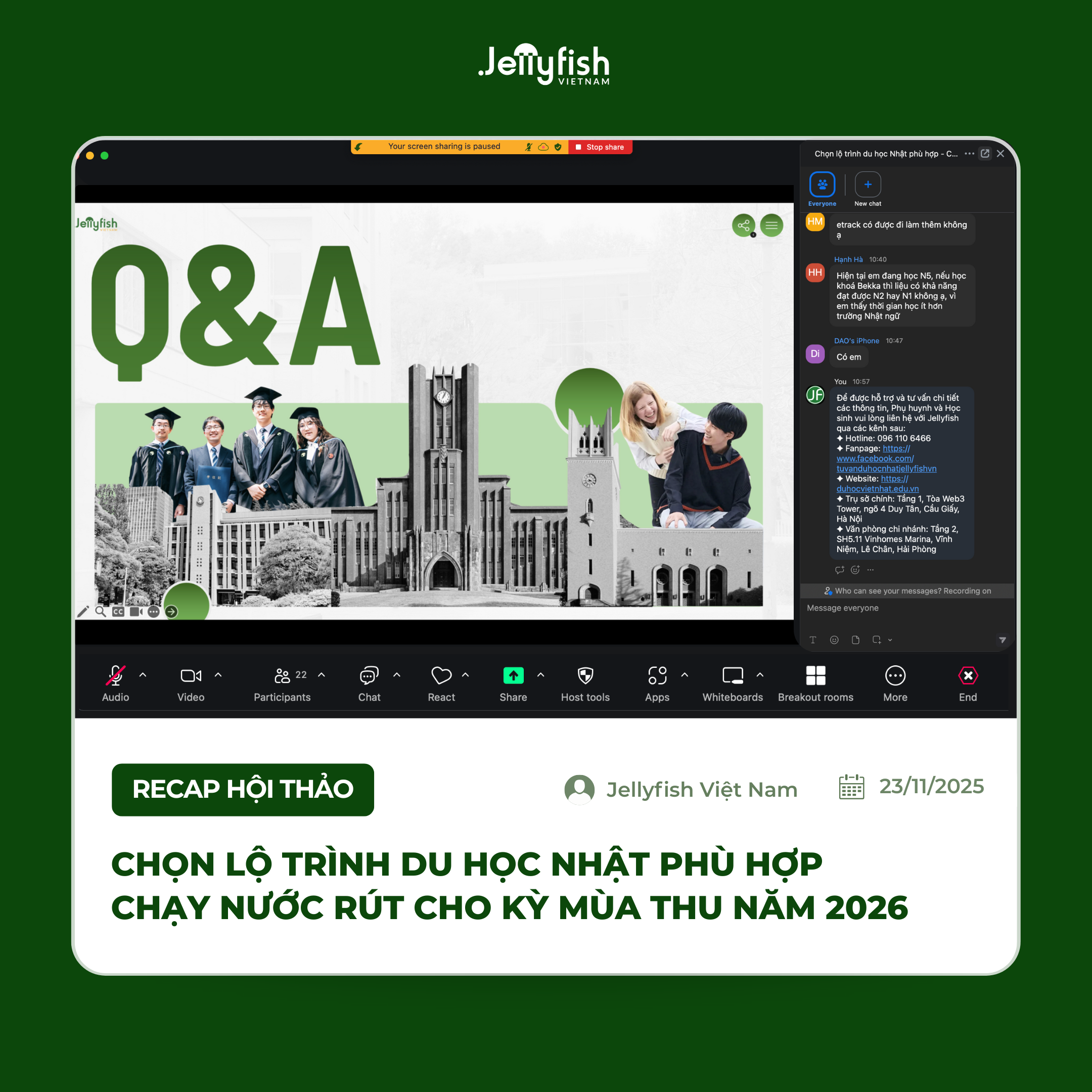 Hội thảo "Chọn lộ trình du học Nhật phù hợp - Chạy nước rút cho kỳ mùa Thu 2026"