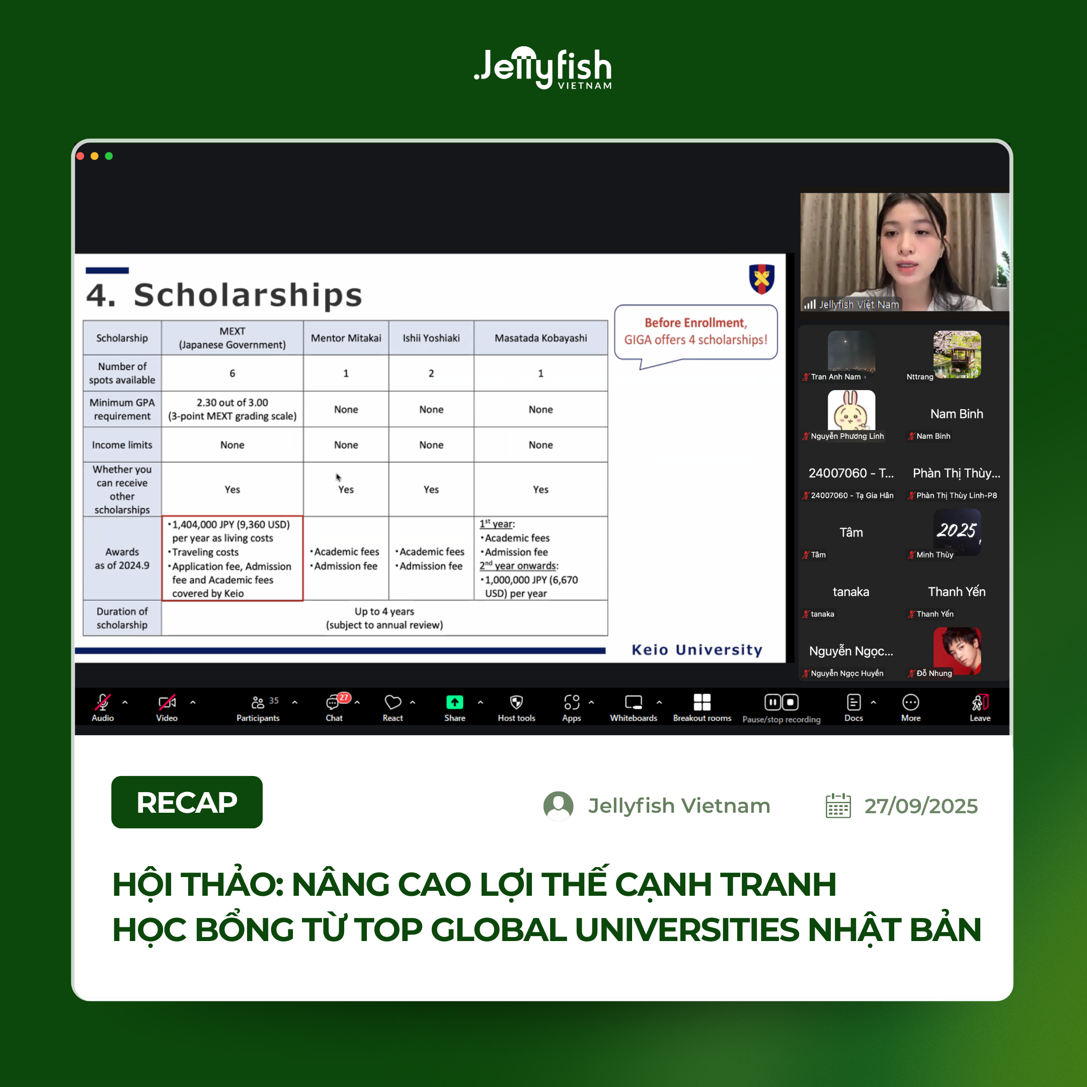 Recap hội thảo: Nâng cao lợi thế cạnh tranh học bổng từ TOP Global Universities Nhật Bản