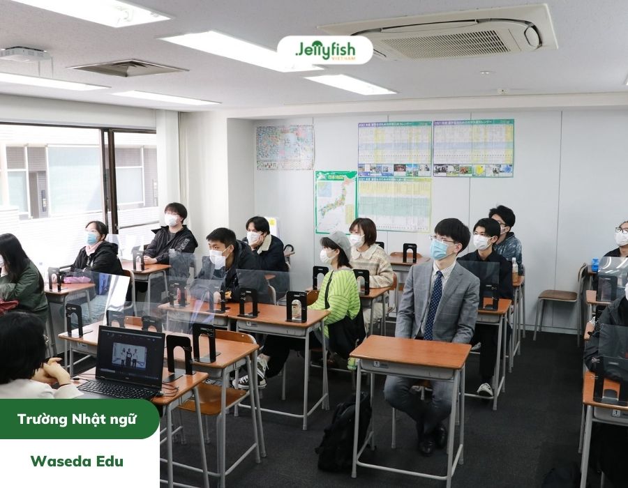 Một phòng học tại trường Nhật ngữ Waseda Edu